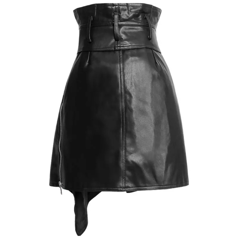 The ASHLAY Asymmetrical Vegan Leather Skirt - Picture 3 of 7